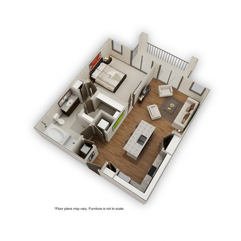 Floor plan for 1 bed, 1 bath, 812 sqft